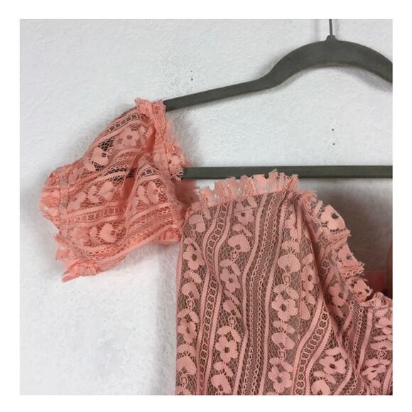 For Love & Lemons Peach Dakota Lace Off Shoulder Bustier Corset Dress Medium - Picture 5 of 15